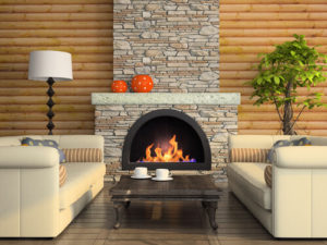 stone fireplace in home